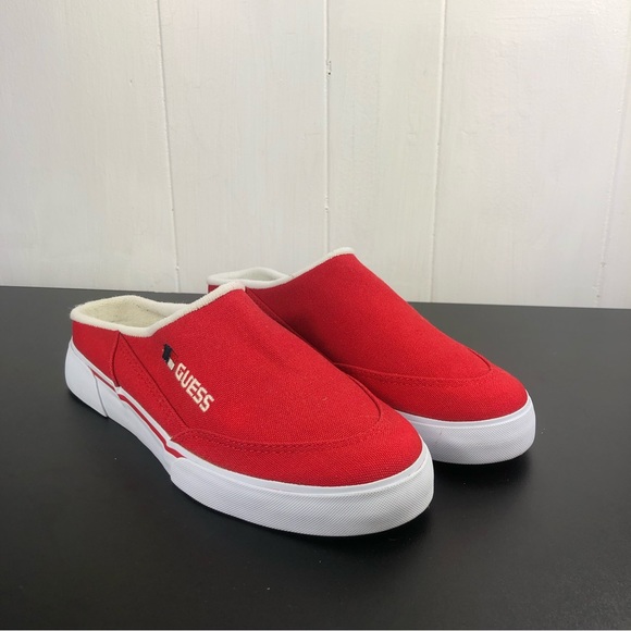 Vintage Guess Sport Red Canvas Slip On Shoes Sz 8.5 - Picture 2 of 11